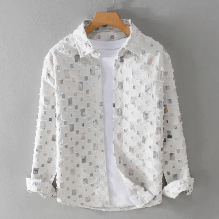 Alessandro® Denim ausgefranste Hemd